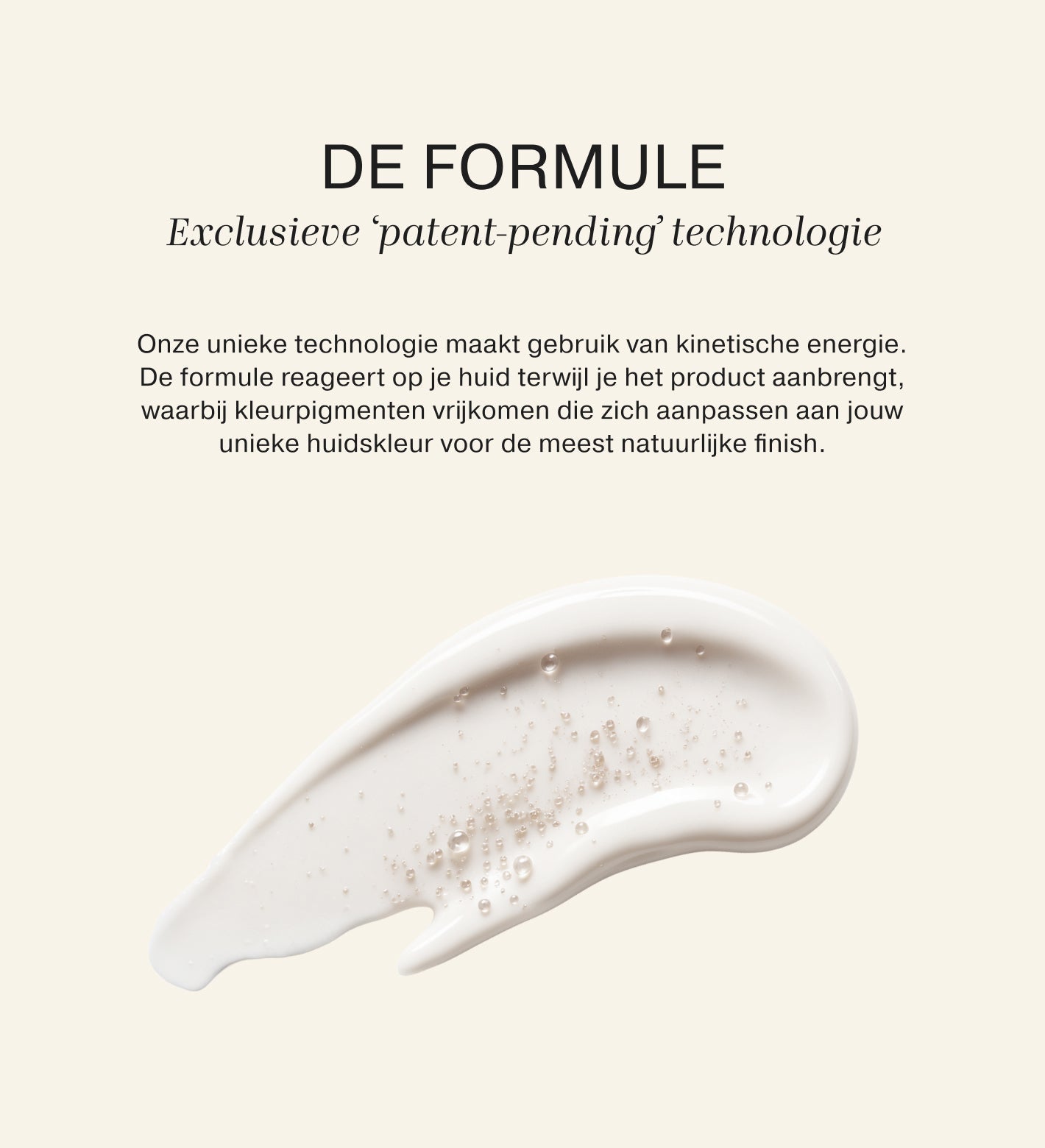 Meroda formule science infographic met kinetische energie technologie en een witte crème textuur